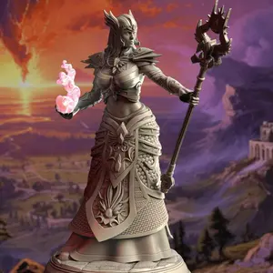 High Elven Witch Queen - Ferendir Miar 3D-Printed Miniature, DM Stash Collectible Miniatures, Home Decor Statue & Figurine, 3D-Printed Miniatures