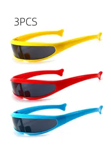 3 Pairs Ultra-Small Frame Toy Glasses, Colorful Lenses, Cyberpunk Future Style, Fun Accessories for Kids, Perfect Gift Idea