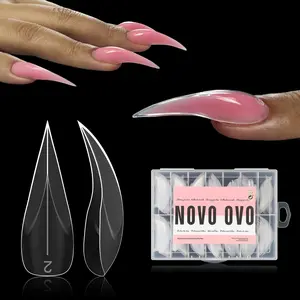 NOVO OVO Halloween Curved Stiletto Nail Dual Forms for Poly Gel Extension of 3D Eagle Claw, XL XXL Hawk Curve Sculptural Acrylic Nails, Reusable Full Cover Molds Halloween Nail Art Design 280 Pcs 14 sizes (ONLY DUAL FORM NO POLY GEL INCLUDED)