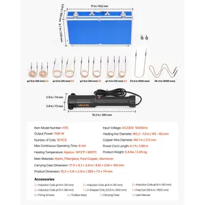 VEVOR Induction Heater Bolt Removal, 1100W 110V Magnetic Induction Heater Kit, Handheld Nut Buster Tool, Mini Heating Machine for Rusty Screw Removing, Car Garage Repairing Tools with 10 Coil and Box