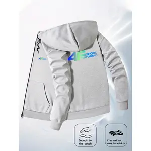 Bmuvlss Men'S Slim Fit 4F Sport Performance Print Hooded Jacket - Black Zip-Up Windbreaker with Pockets, Business Casual Fall/Winter Outerwear, Sporty Zipper Jacket