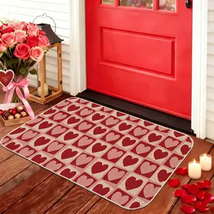 Valentine's Day Door Mat, Heart Print Design, No Fuzz Easy Clean Rug, Valentine Gift, Home Decor Carpet, Suitable for Entryway Living Room Bedroom