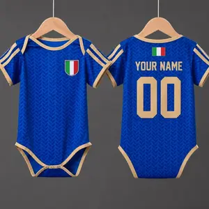 Personalized Italy Baby Bodysuit, Custom Name Soccer Baby Outfit, Italy Football Fan Gift, Newborn Sports Jersey Onesie 5JG