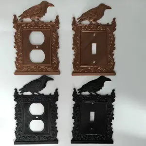 3D Printed Gothic Style Switch Plate Decoration Dark Raven Wall Art Gothic Theme Room Decor Haunted House Atmosphere Props Suitable for Living Room Bedroom Game Room