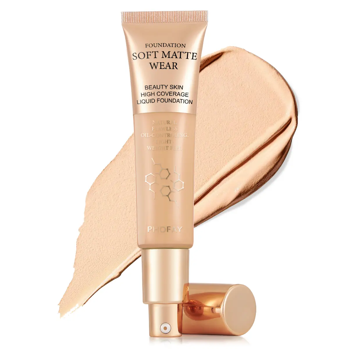 PHOFAY Soft Matte Full Coverage Foundation - Long-Lasting, Waterproof & Hydrating Liquid Cosmetic for a Smooth, Flawless Finish on Oily Skin, 30ml