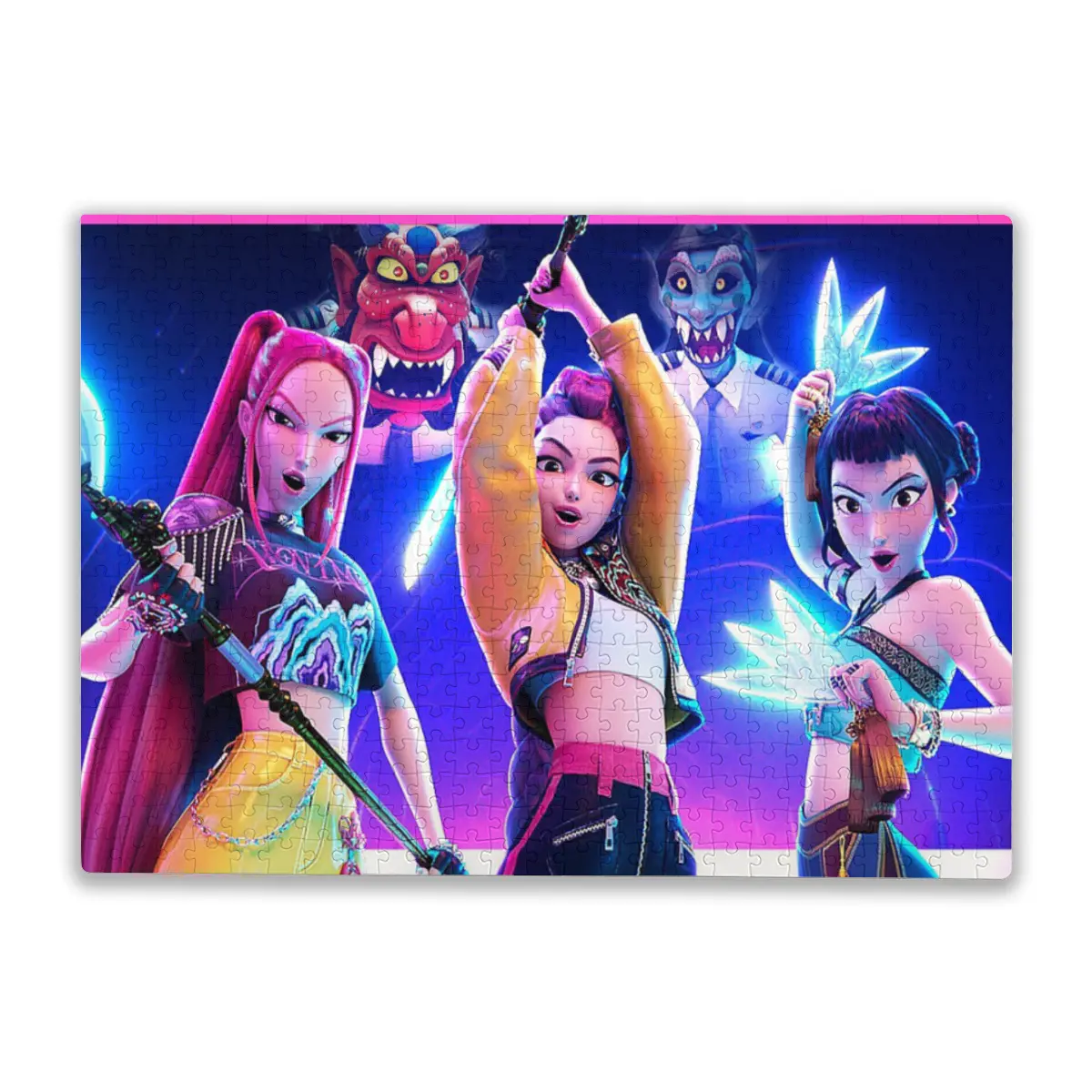 KPOP HUNTERX GIRL RUMI ZOEY MIRA Stage Performance Horizontal Jigsaw Puzzle, K-Pop Idol Girl Group Character Collectible Puzzle, Fan Merchandise Assembly Puzzle, Creative Home Decor Desktop Ornament G