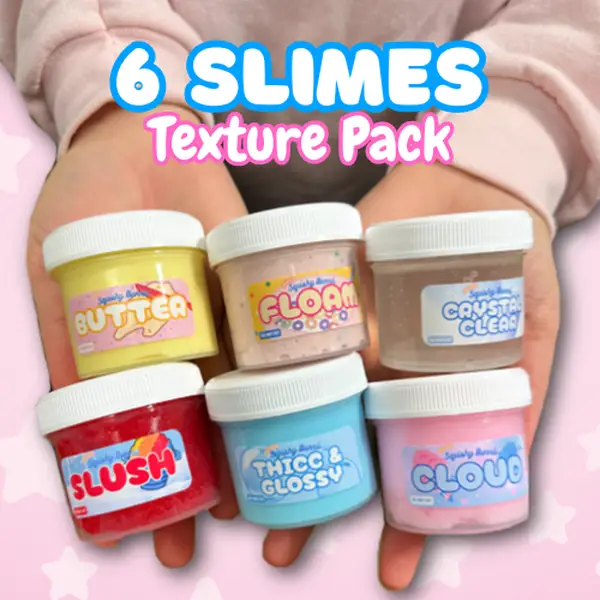 6 Slime Mini Texture Pack! Scented Slime! Butter Slime, Floam Crunchy Slime, Crystal Clear Slime, Slush, Thicc & Glossy, Cloud Slime