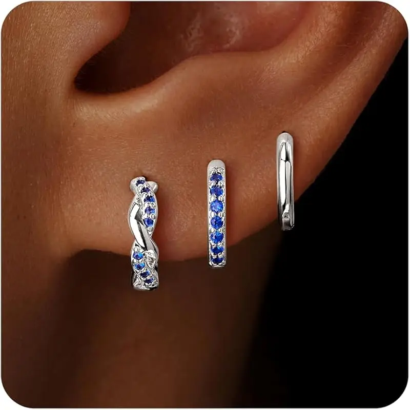 Silver-09 September Sapphire Hoop