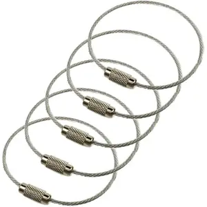 Stainless Steel Wire Rope Ring, Keychain Pendant, Hanging Tag Coil Ring, Outdoor Camping Hiking Accessories, Tools, Mini Gadgets