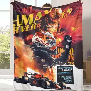 Soft Funny Throw Blanket Formula Racing Flannel Blanket with Verstappen Champion Print UltraSoft Lightweight Cozy Throw for Car Enthusiasts Racing Fans Living Room Bedroom Office Travel Birthday Gifts Holiday Present Sports Event Game Day Man Cave Decor