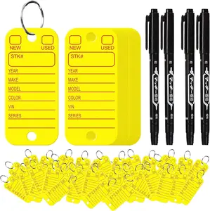 500 count PVC Tags with Labels and Rings,  Key for Organization, Identifiers, and Luggage Tags with 4 count Markers, Plastic  Tags for , , and Dealer Use