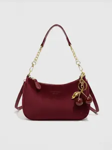 New Fashion Classic PU Waterproof Shoulder Bag, Cherry Charm, Printed Design, Metal Chain Decor, Women's Handbag, Elegant Commuter Bag, Handbag Shoulder Purse for Shopping, Commuting, Travel