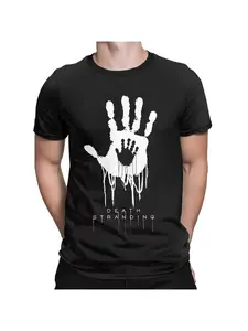 Summer Vintage Death Stranding Hand Graphic Tee, Men's O-Neck Short Sleeve T-Shirt, Casual Fitted Island Showa Gift