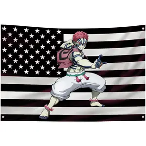 Akaza American Flag Anime Demon Slayer Banner – Kimetsu No Yaiba Outdoor Decor Garage Wall Tapestry