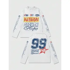 Men's Jersey Racing Print Pattern Lightweight T-Shirt, Suitable for Casual Spring And Summer, Fall