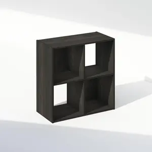 PELLI Bookcase, 4-Cube Bookshelf, Cube Storage Bookcase, 11.7 x 23.7 x 23.8, for Living Room Bedroom Home Office, Espresso