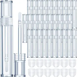 30 Pieces Empty Lip Gloss 5 ml Transparent Lip Gloss Containers Clear Refillable Lipstick Container Lip Balm Eyelash Growth Liquid Tube Cosmetic Container with Stoppers