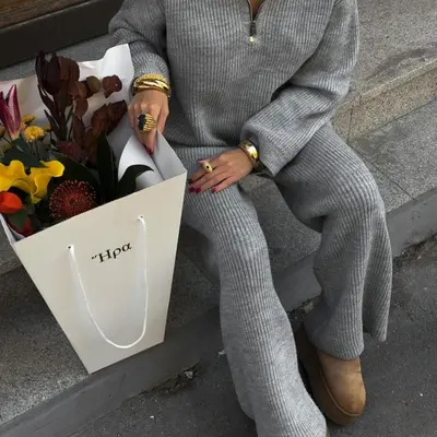 Fashion Shein Grey Sweater Shein Two Piece Sweater Set TikTok