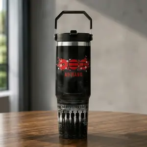 KPop boy band World Tour 2026 30oz Portable Car Cup, 30oz Kpop Inspired Tumbler – Boy Band Fan Gift, Insulated Travel Mug with Straw Lid, Aesthetic Idol Design