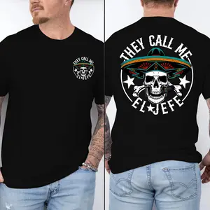 They Call Me El Jefe T-Shirt – Bold Skull Sombrero Design, Funny Boss Statement Tee, Great for Parties, Gifts & Streetwear Fans