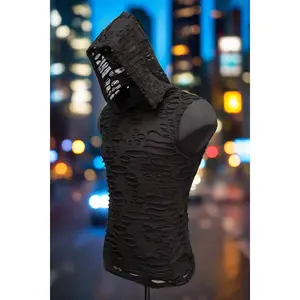 MEN'S HOODIE T - BLACK DECAYED FABRIC