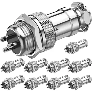10 count GX16-3 Panel Metal Mount Circular Metal Aviation Connector Adapter Male Female Plug Socket (3 Pins)