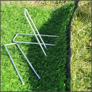 4 Inch 50 Pack Landscape Staples Galvanized Garden Stakes Anti-Rust Landscape Pins for Weed Barrier Fabric, Artificial Turf and Landscape Fabric, Grass Control