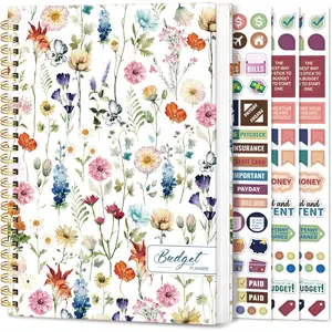 Undated Monthly Aesthetic Budget Planner with Expense Tracker, Bill Organizer, Budget Notebook to Manage Your Finances, Wildflowers Design