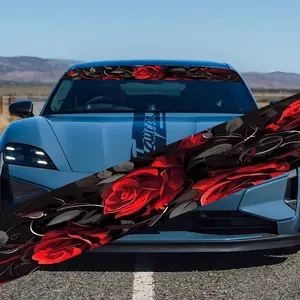 A rose windshield sticker - waterproof UV protection gloss vinyl sticker, personalized design, self-adhesive car, SUV, plastic/metal surface, car sticker for vehicle waterproofing, Sticker For Cars