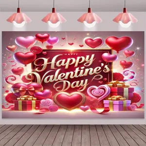 Valentine's Day Photo Background Cloth, Reusable Ironing Backdrop for Proposal Anniversary Wedding Party Decoration, Studio Photography Prop