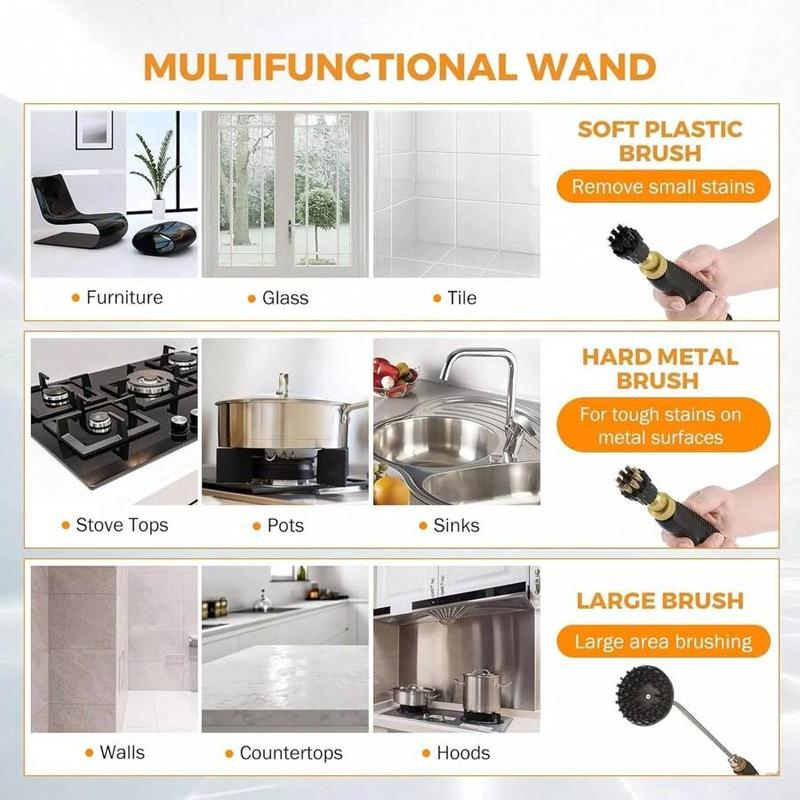 Handheld Steam Cleaner, 2500W Hand-Held High Pressure Portable Cleaning Machine With 3 Brush, High Temperature Steamer For Home Use, Kitchen, Furniture, Bathroom, Car (White)