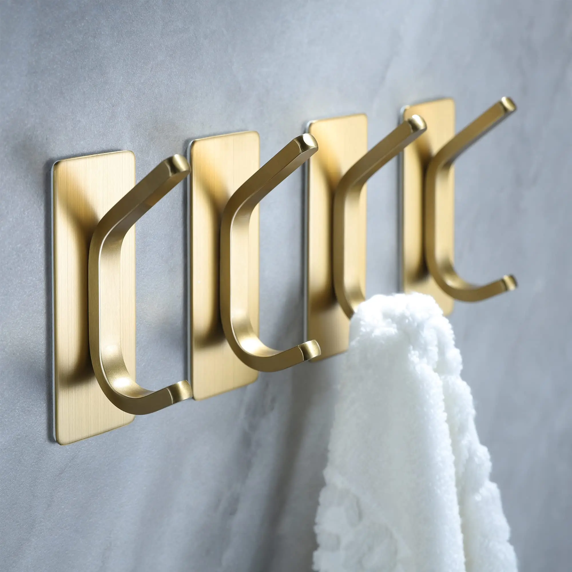 4PCS Adhesive Wall Hooks for Towels Coats - Stick on Hooks Hanging Heavy Duty Metal Hook for Door, Bathroom, Dorm, Closet - Hanger for Purse, Bag, Robe, Backpack - No Damage To Wall