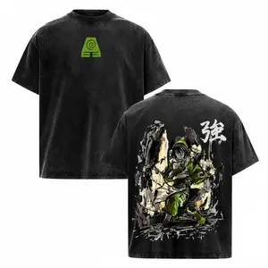 Toph Beifong Avatar The Last Airbender Vintage Washed Oversized T-Shirt, Retro Anime Streetwear Graphic Tee, Unisex Top for Fans