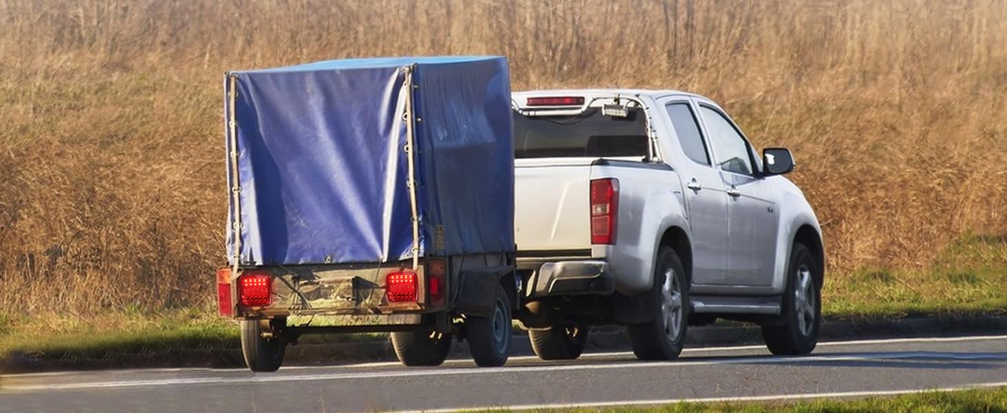 Magnetic Wireless Trailer Lights, Rechargeable LED Trailer Light for Towing Truck, Waterproof Tail Tow Lights Kit for RV Camper Boat Caravan, Portable Turn Signal Brake Running Stop