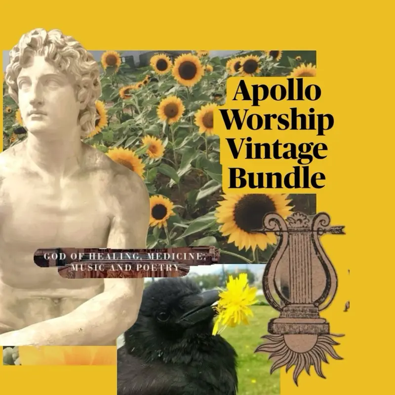 Apollo Worship Vintage Bundle, Vintage Witchcraft Tools, Hellenic Witch Mystery Bundle, Beginner Deity Work Kit, Secondhand Apollo Altar Kit