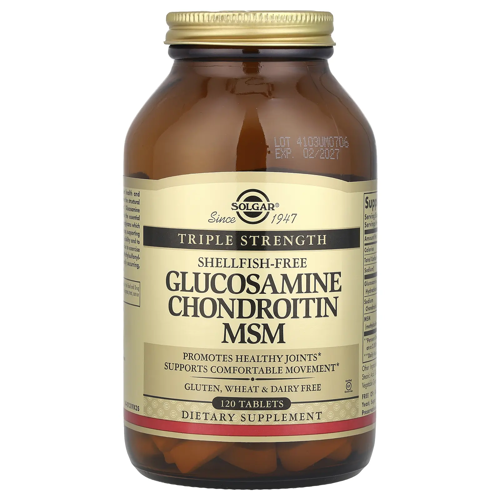 Solgar Glucosamine Chondroitin MSM, Triple Strength, 120 Tablets | HSA/FSA Eligible