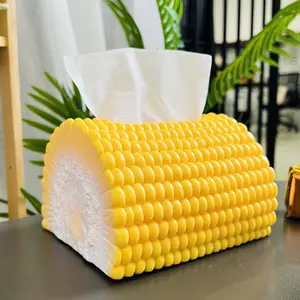 Decorative Tissue Dispenser – Refillable Corn-Shaped Tissue Box for Home, Office, Car & Bathroom | Cute Yellow Corn-Themed Storage Case & Kitchen Décor Accessory