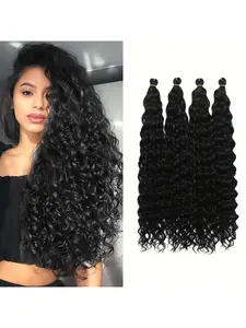 Curly Crochet Hair Extensions, 4-Pack Synthetic Wavy Hair Braids for Women, 26-Inch Long Natural Look, Perfect for Daily Wear & Styling, Hair Weave Extensions