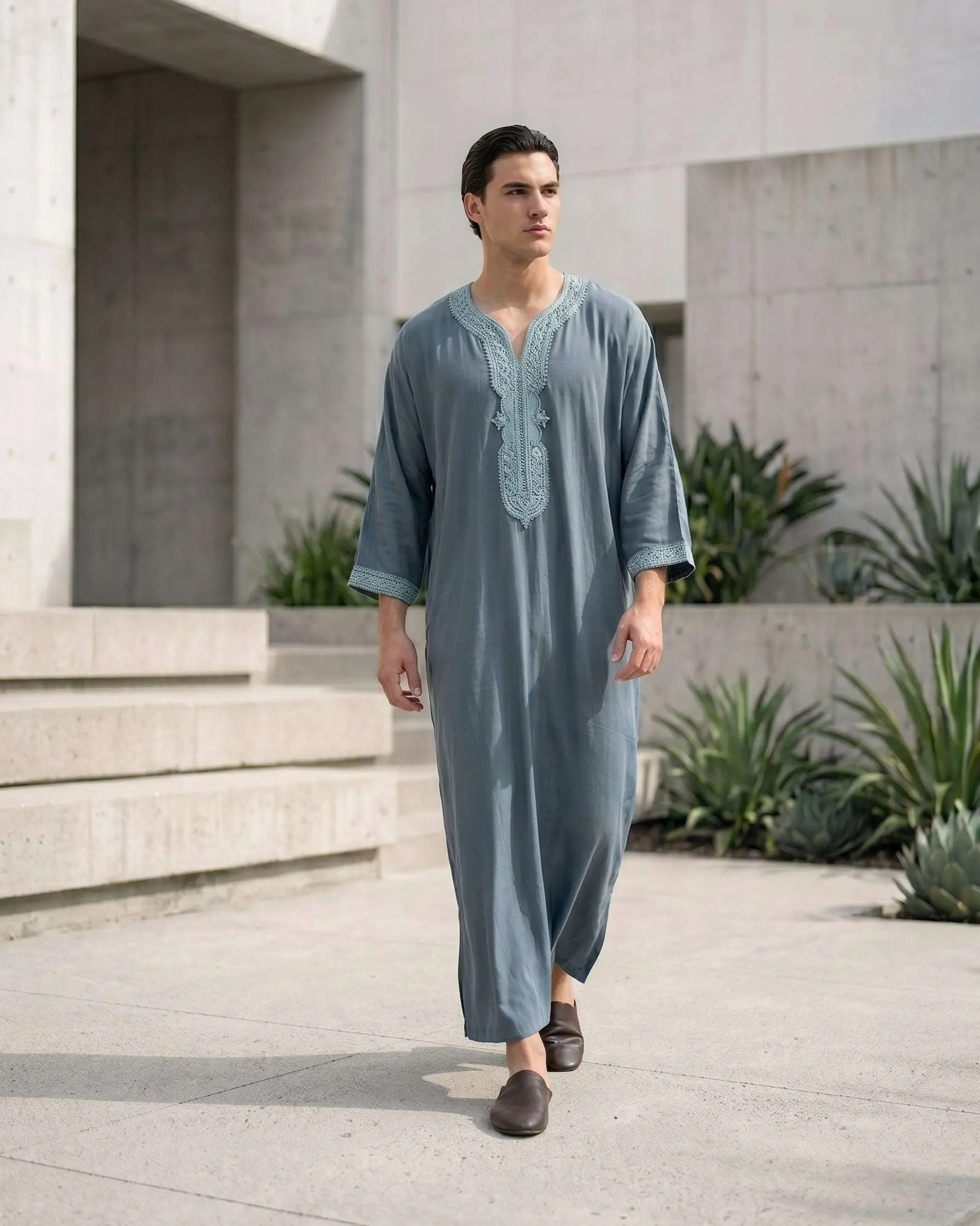 Men's Short-Sleeve Moroccan Thobes & Gandoras - Modest Islamic Robes for Men