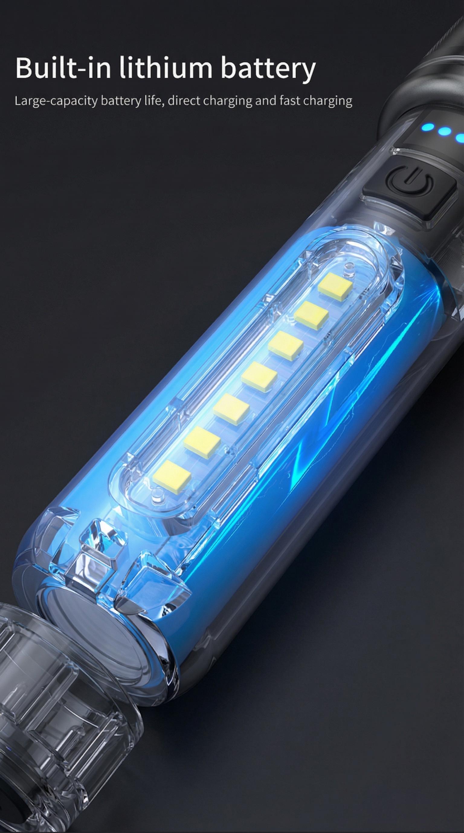 Black Panda Portable Flashlight 500 Lumens 500m Beam Mechanical Zoom  Multiple Modes USB Rechargeable