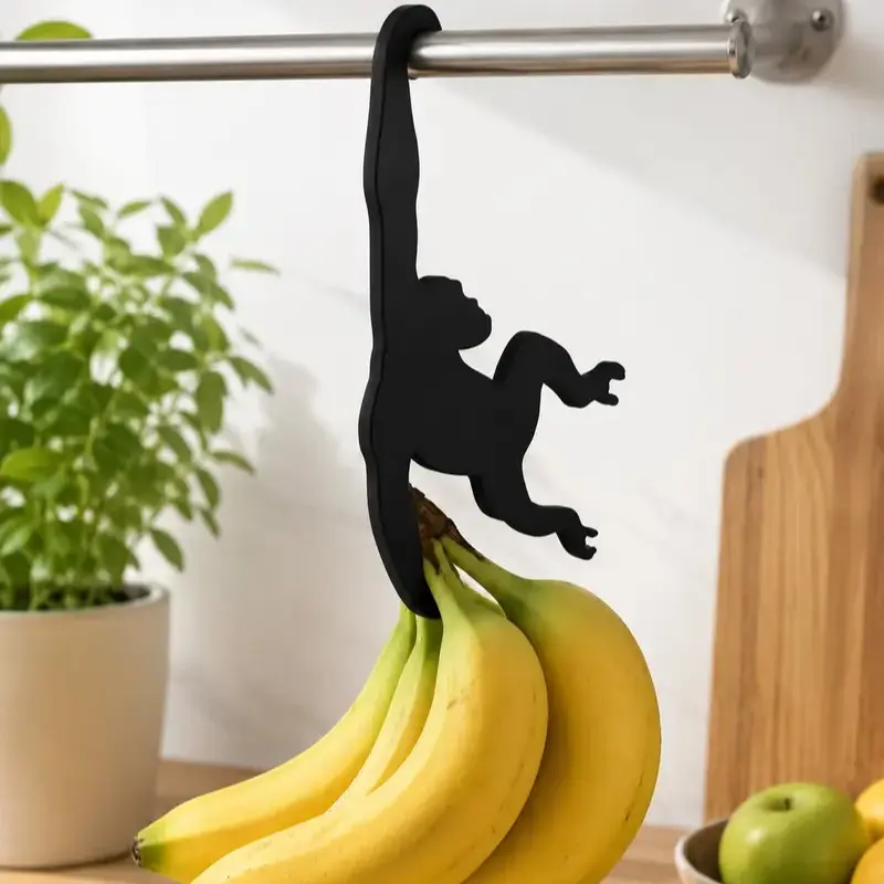 Banana Hanger - Gorilla Monkey Shape Banana Holder Hook, Space Saving Storage Hanger for Kitchen Counter, Cabinet Rail & Pantry decor, Cute Housewarming Gift for Home Cooks