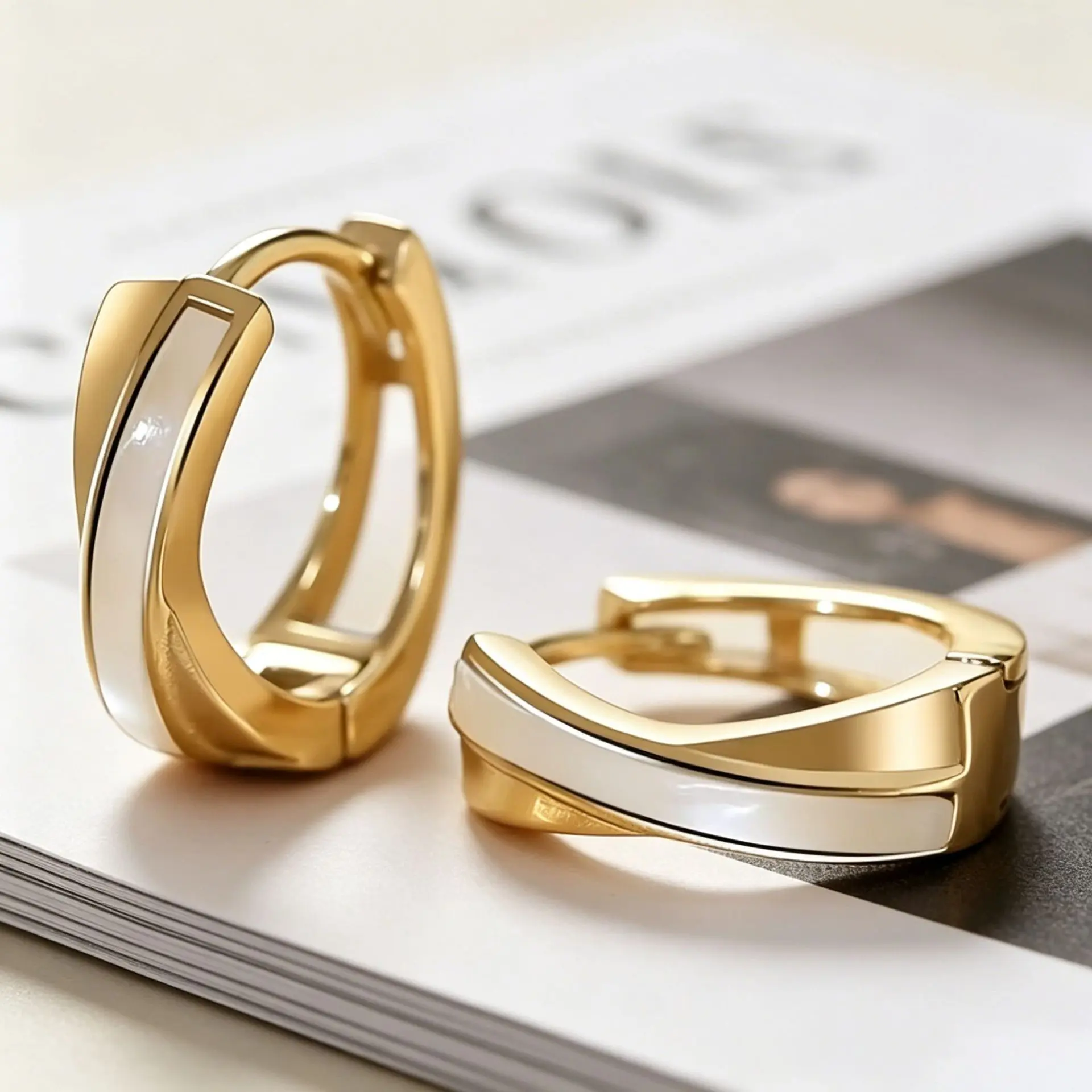 Geometric Enamel Hoop Earrings - Hypoallergenic, Tarnish-Free Minimalist Everyday Costume Jewelry sohochic