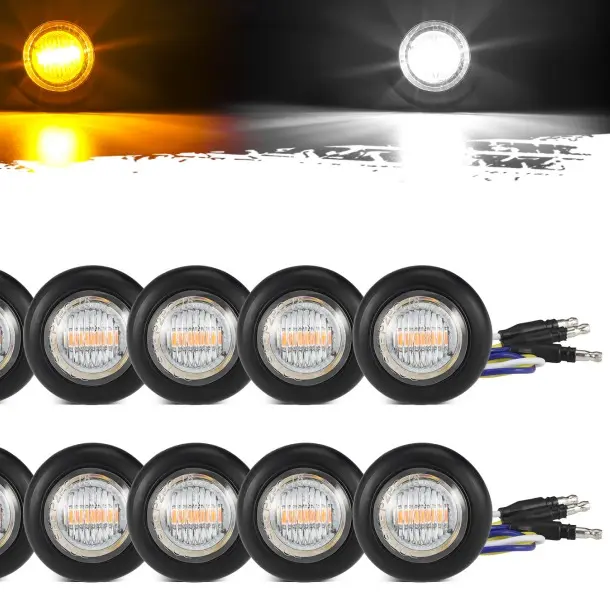 10pcs 3/4 inch Amber to White Marker Lights 