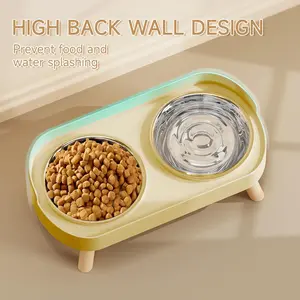 2-in-1 Pet Feeding & Watering Bowls, Non-Skid Anti-Spill Design, Elevated Comfort Feeder with Removable Bowls, Durable Base for Cats & Dogs, Dry Food