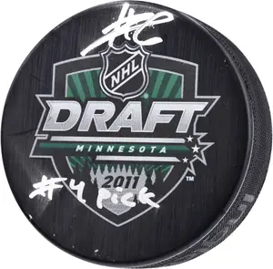 Adam Larsson Seattle Kraken Autographed 2011 NHL Draft Logo Hockey Puck with "#4 Pick" Inscription - Fanatics Authentic Certified