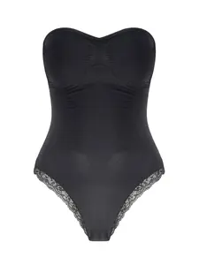 Women’s Strapless Shaping Bodysuit with Removable Padding, Tummy Control and Thong Design, Seamless and Sexy Shapewear
