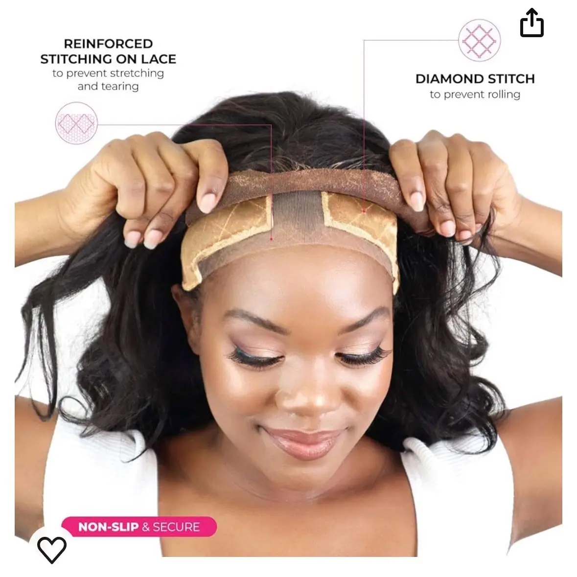 MILANO COLLECTION Lace WiGrip Band, Wigrip, Premium Lace Wig Band for Women, Fully Adjustable Wig Grip, Reinforced Swiss Lace by HAIRLINE, Secure Velvet Headband, Glueless, Nude