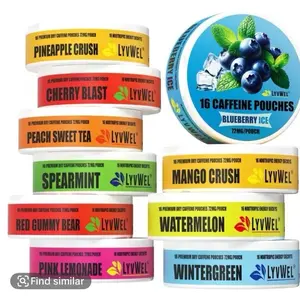 LYVWEL 9-Pack Caffeinated Pouches - 9 Flavors 16 Pouches Each 72mg Caffeine Natural Energy Drink Beverage Sugar-Free