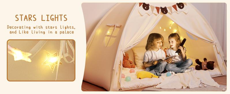 Final Clearance Sale Kids' Dream Playhouse Tent for Twin Bed, Indoor Floor, Portable Play Tent, Breathable Sleeping Tent, with Stars Lights