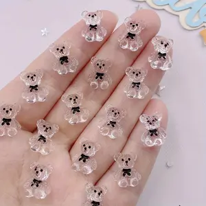 20Pcs Resin Colorful 3D Mini Clear Bear Art Charms Flat back Rhinestone Scrapbook Figurines DIY Jewelry Accessories Crafts DIY Beading Accessories